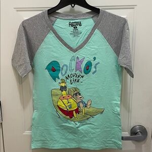 NICKELODEON Size L Rewind Mint and Gray Rocko's Modern Life Tee
